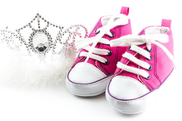 Tiara crown and baby shoes