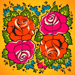 Floral Ornament in Russian style, vector Eps10 illustration.