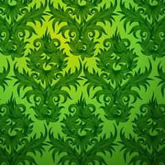 Damask green floral pattern, vector Eps10 illustration.