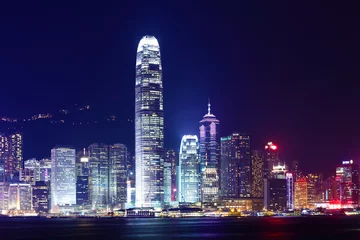 Fototapeten Hongkong-Stadt bei Nacht © leungchopan