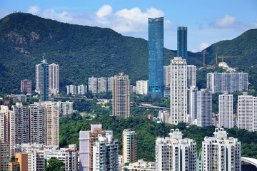 Fototapeta premium Building on mountain in Hong Kong