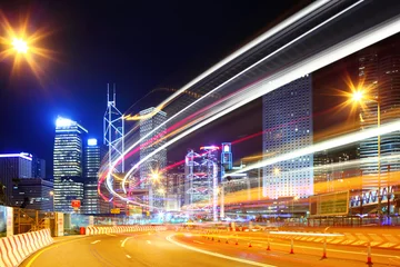 Schilderijen op glas Hong Kong traffic at night © leungchopan