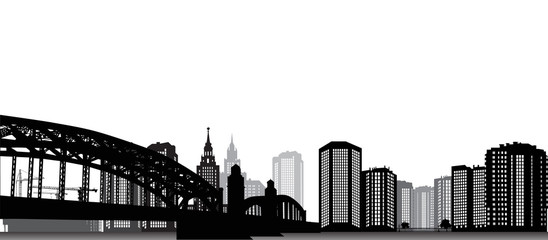 grey and black city panorama with bridge