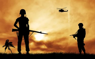 Rolgordijnen soldaten silhouet © adrenalinapura