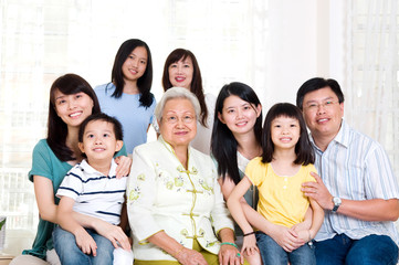 Beautiful asian 3 generations family