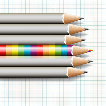 Rainbow pencil near simple, vector Eps10 image.