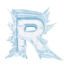 Ice crystal  font. Letter R.Upper case.With clipping path