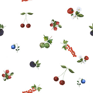 seamless watercolor background berries