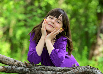 A little girl in a city park