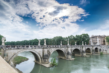 Bridge Sant'Angelo with beautiful sky in Rome