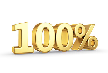 golden 3D percentage icon - isolated with clipping path