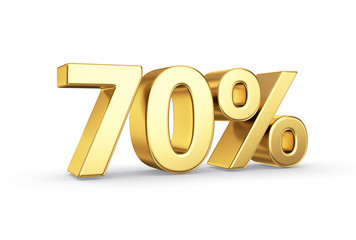 golden 3D percentage icon - isolated with clipping path