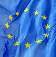 A Close Up Of A Flag Of Europe In The Wind