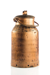 old metallic can isolated on white background