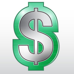Sign dollar USA. Green metal  structure. Vector