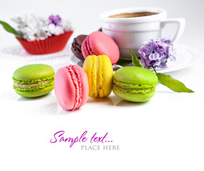 Colorful macaroons isolated on white background