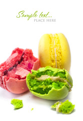 Colorful macaroons isolated on white background