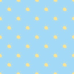 Seamless vector pattern yellow sun sky blue background