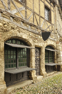 monumental medieval citadel and tourist Perouges, France