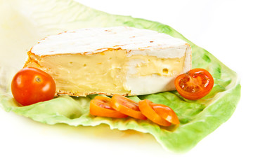 cheese brie isolated on white background. camambert