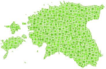 Fototapeta na wymiar Map of Estonia - Europe - in a mosaic of green squares