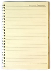 Old note-book isolated on white background