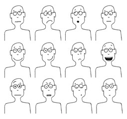 Vector cartoon faces and emotions