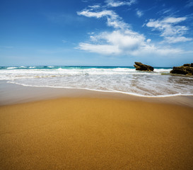 a beach and sea in Greece