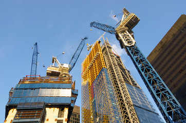 Fototapeta premium New Skyscrapers Under Construction In The City Of London