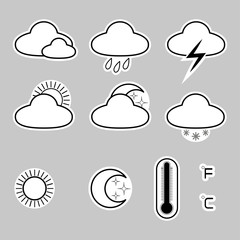 Icons indicate the weather on a gray background