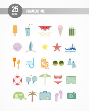 Summertime icons: colorful