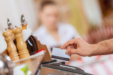 Close-up of cashier hands
