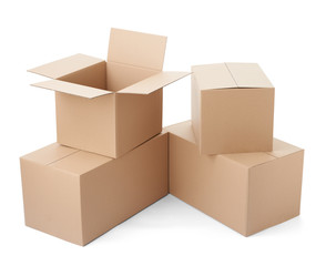 cardboard box package moving transportation delivery stack