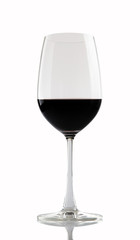 Red Wine in glass on white background