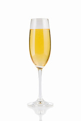 Glass of champagne on a white background