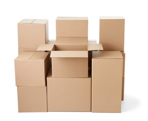 cardboard box package moving transportation delivery stack