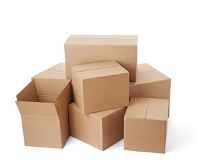 cardboard box package moving transportation delivery stack