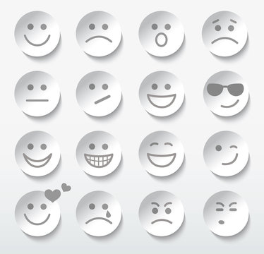 Set Of Faces With Various Emotion Expressions.