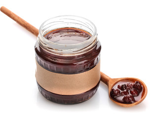 tasty berry jam, isolated on white