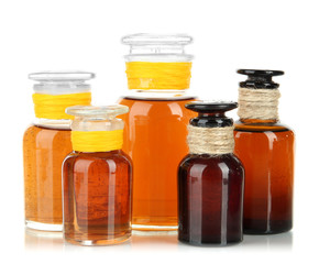 Medicine bottles isolated on white