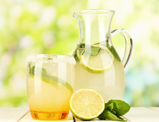Citrus lemonade in pitcher and glass