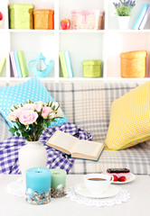 Close up on trendy modern living room