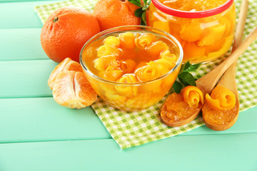 Orange jam with zest and tangerines