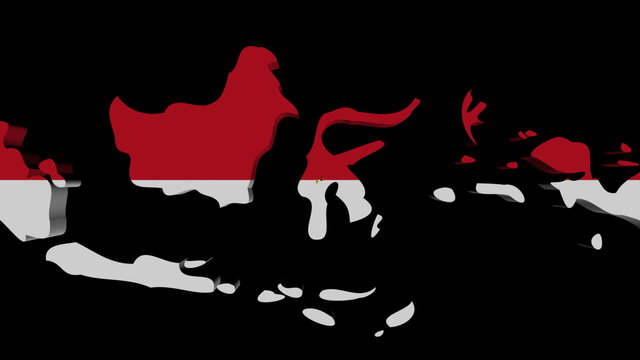 abstract people shaking hands on Indonesia map flag animation