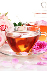 Rose tea close up