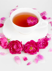 Rose tea close up