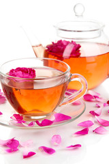 Rose tea close up