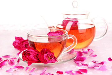 Rose tea close up