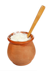Yogurt or yoghurt in clay pot