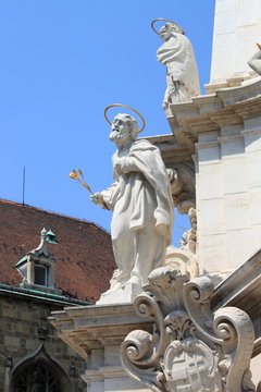 Saint in the Holy Trinity column of Budapest, Hungary